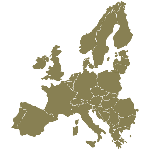 Kaart van Europa waarop Nederland gemarkeerd is