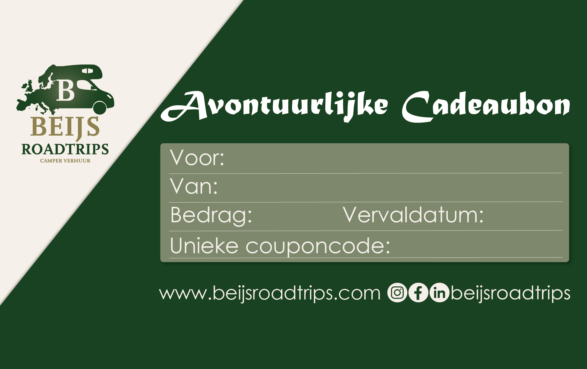 Cadeaubon van Beijs Roadtrips Camperverhuur